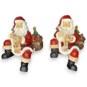 Holiday Living Santa Stocking Holder Resin Christmas Decor Lot of 2 IOB Read